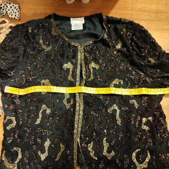 SOLD Vintage Beaded Leopard Print Jacket 100% Silk - Picture 4 of 6